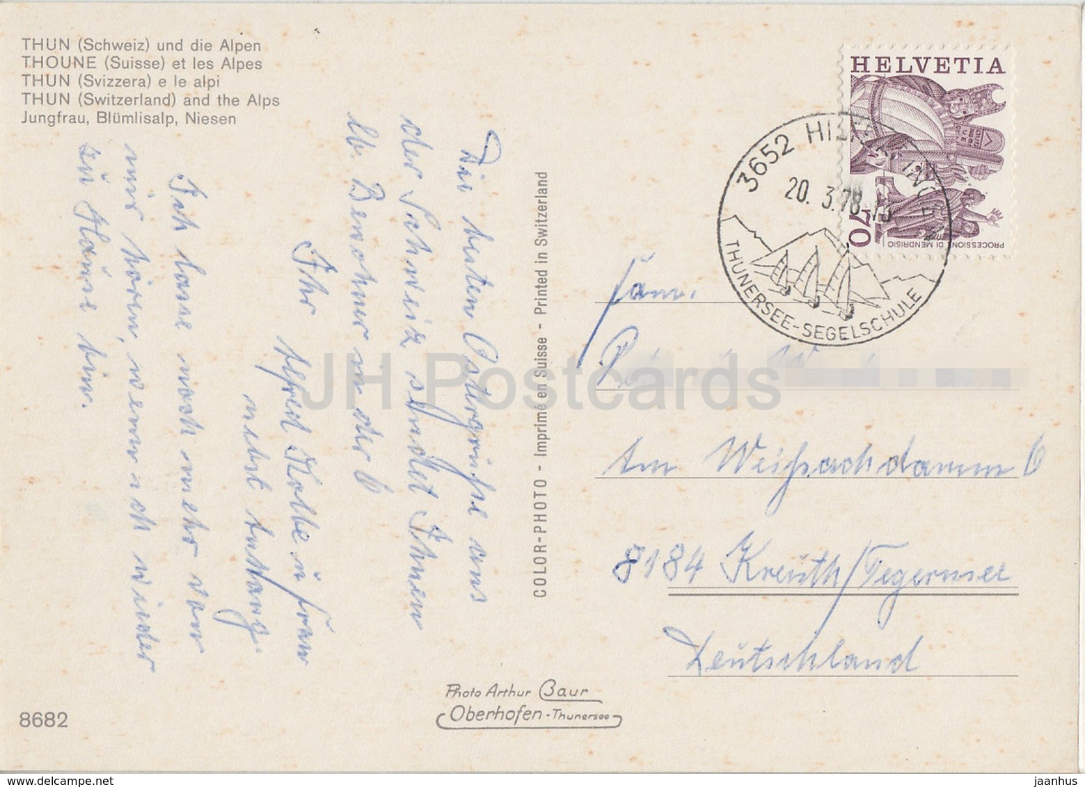 Thoune - Thun Und Die Alpen -  8682 - 1978 - Switzerland - Used - Thun