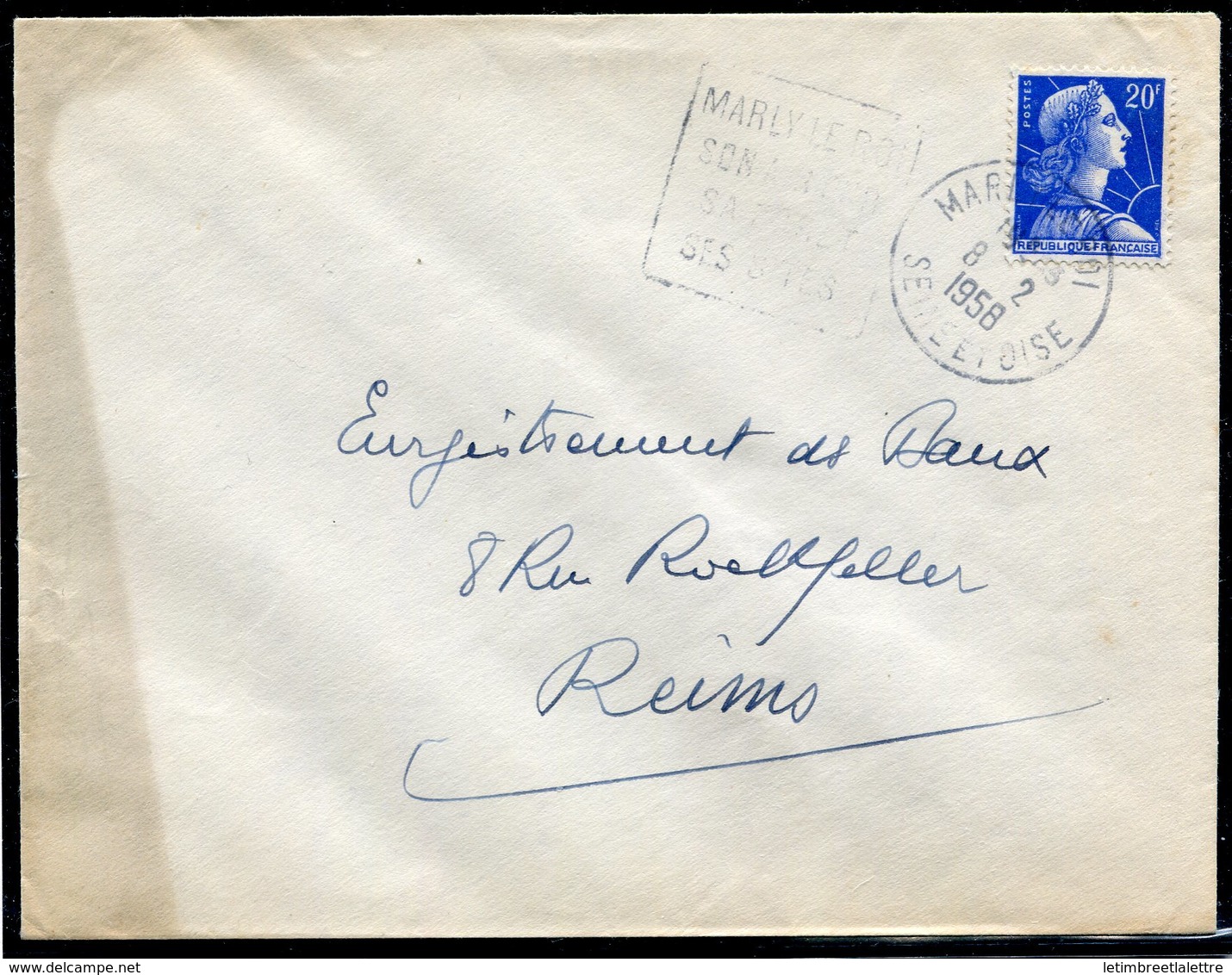 France - Marianne De Muller - Sur Lettre - N° 1011B - Oblitération Marly Le Roi - 1955-1961 Marianne (Muller)