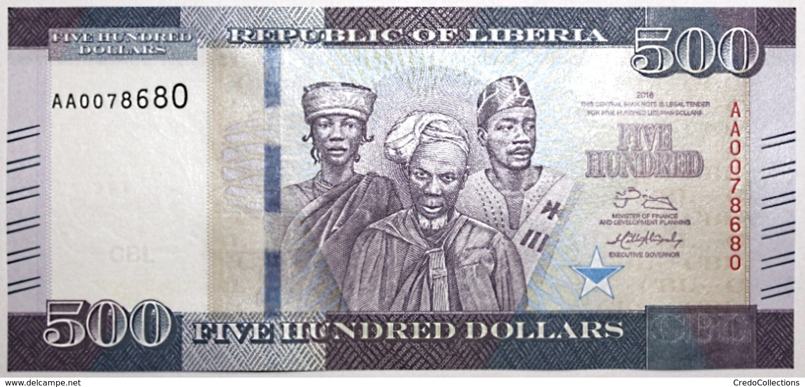 Liberia - 500 Dollars - 2016 - PICK 36a - NEUF - Liberia