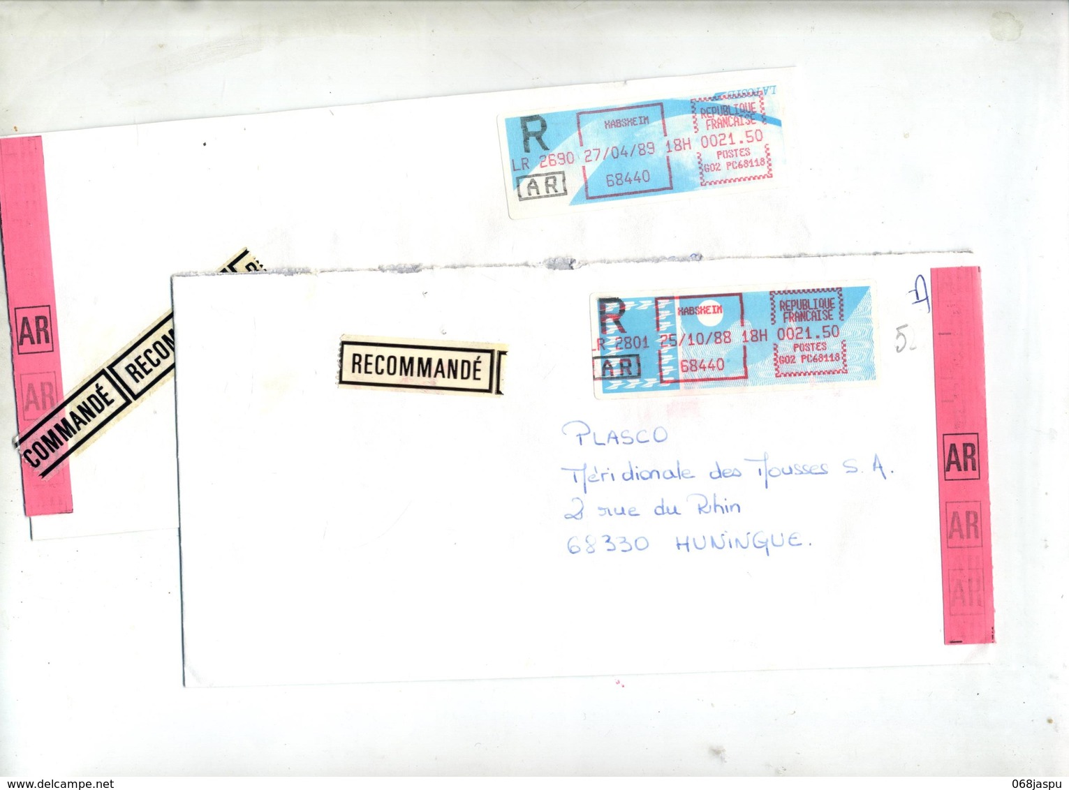 2 Lettre Recommandée  Habsheim Sur Vignette - 1985 « Carrier » Paper