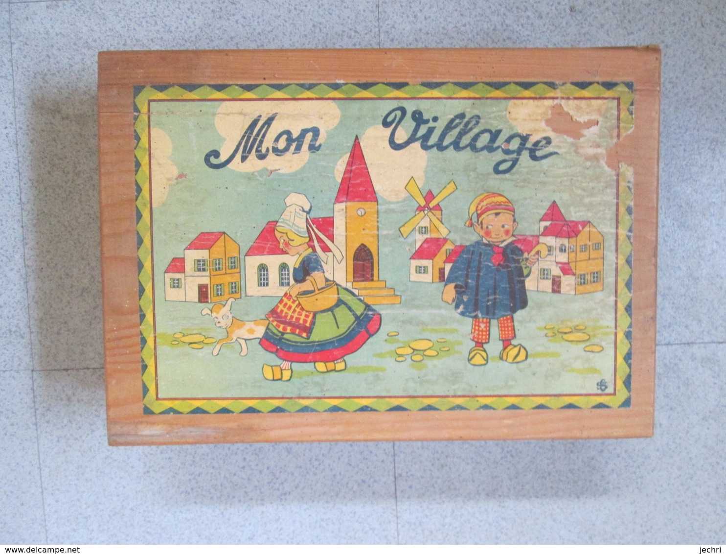 Jeu De Construction Ancien En Bois Dans Sa Boite D Origine . Moulin - Andere & Zonder Classificatie