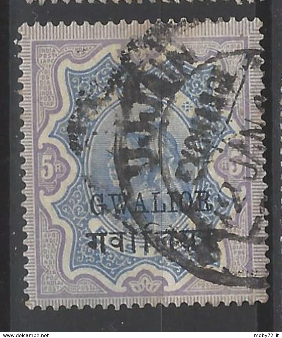 India - Gwalior - 1887 - Usato/used - Regina Vittoria - Mi N. 28 - Gwalior