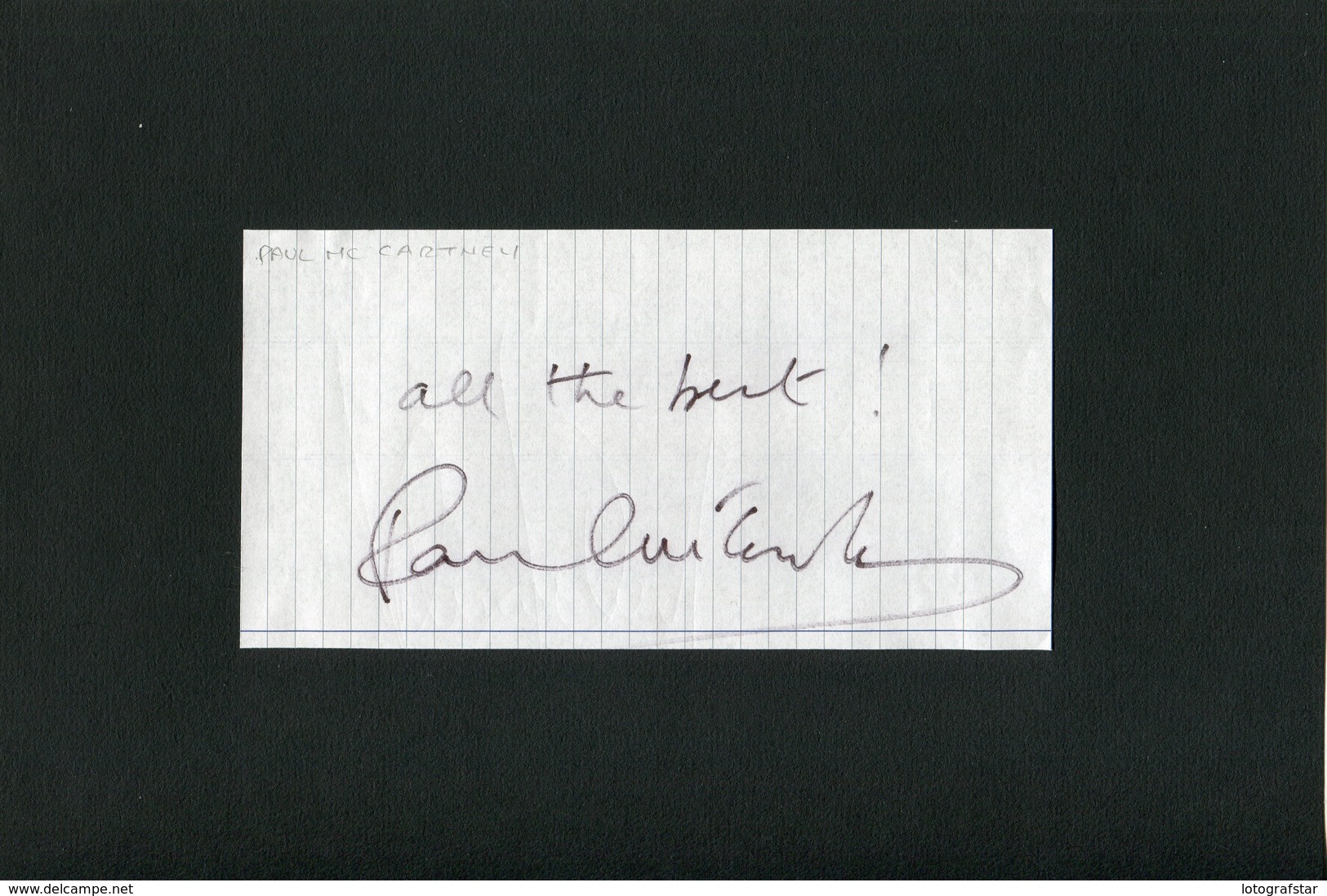 Autographe ORIGINAL Signed Du Musicien Sir PAUL Mc CARTNEY Groupe THE BEATLES Feuillet Découpé D'un Carnet D'autographes - Altri & Non Classificati