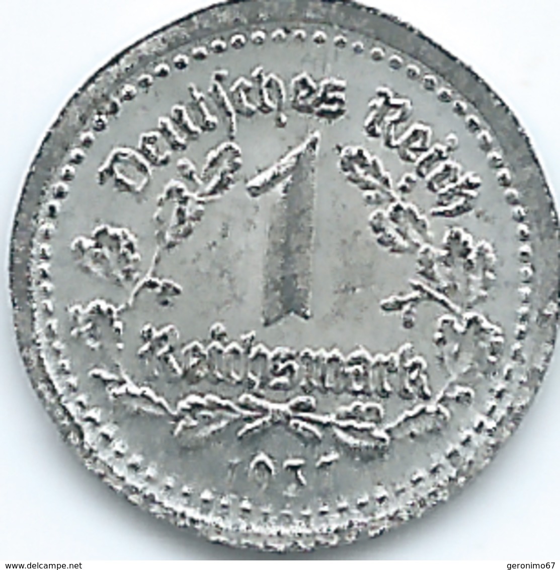 Germany - 1 Reichsmark - 1937 - Tiny Tin Coin - 1 Reichsmark
