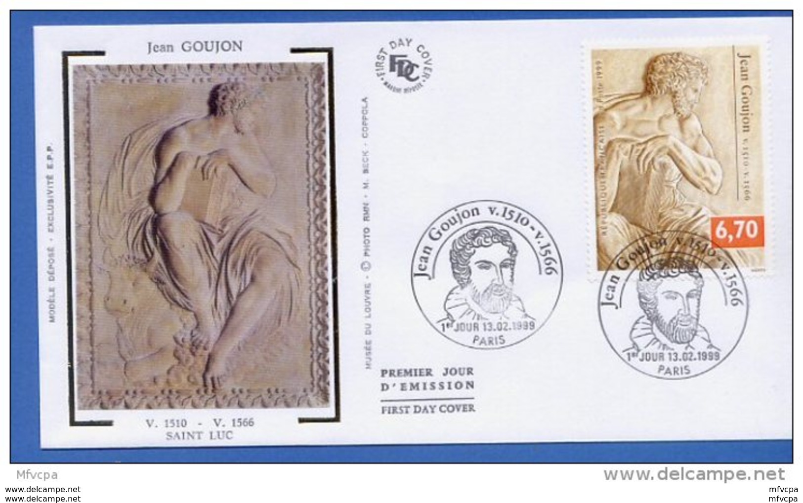 L4T322 FRANCE 1999 FDC Jean Goujon 6,70f Paris  13 02 1999/env. Illus. - 1990-1999