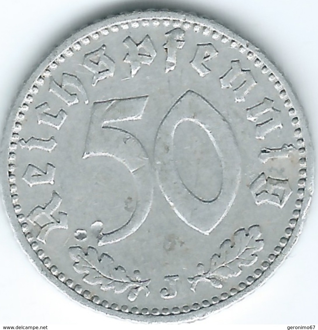 Germany - 3rd Reich - 50 Pfennig - 1939 J - KM96 - Scarce Coin - 50 Reichspfennig