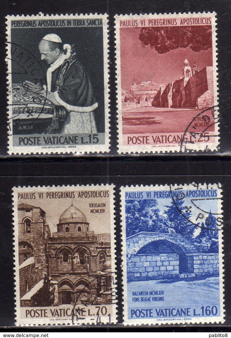 CITTÀ DEL VATICANO VATICAN VATIKAN 1964PELLEGRINAGGIO PAOLO VI TERRA SANTA HOLY EARTH SERIE COMPLETA COMPLETE SET USATA - Oblitérés