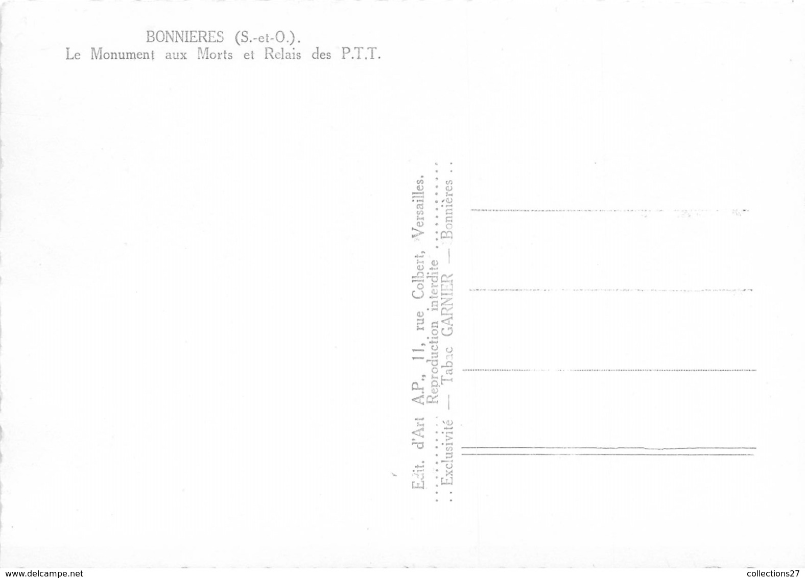 78-BONNIERES- LE MONUMENT AUX MORTS ET RELAIS DES PTT - Bonnieres Sur Seine