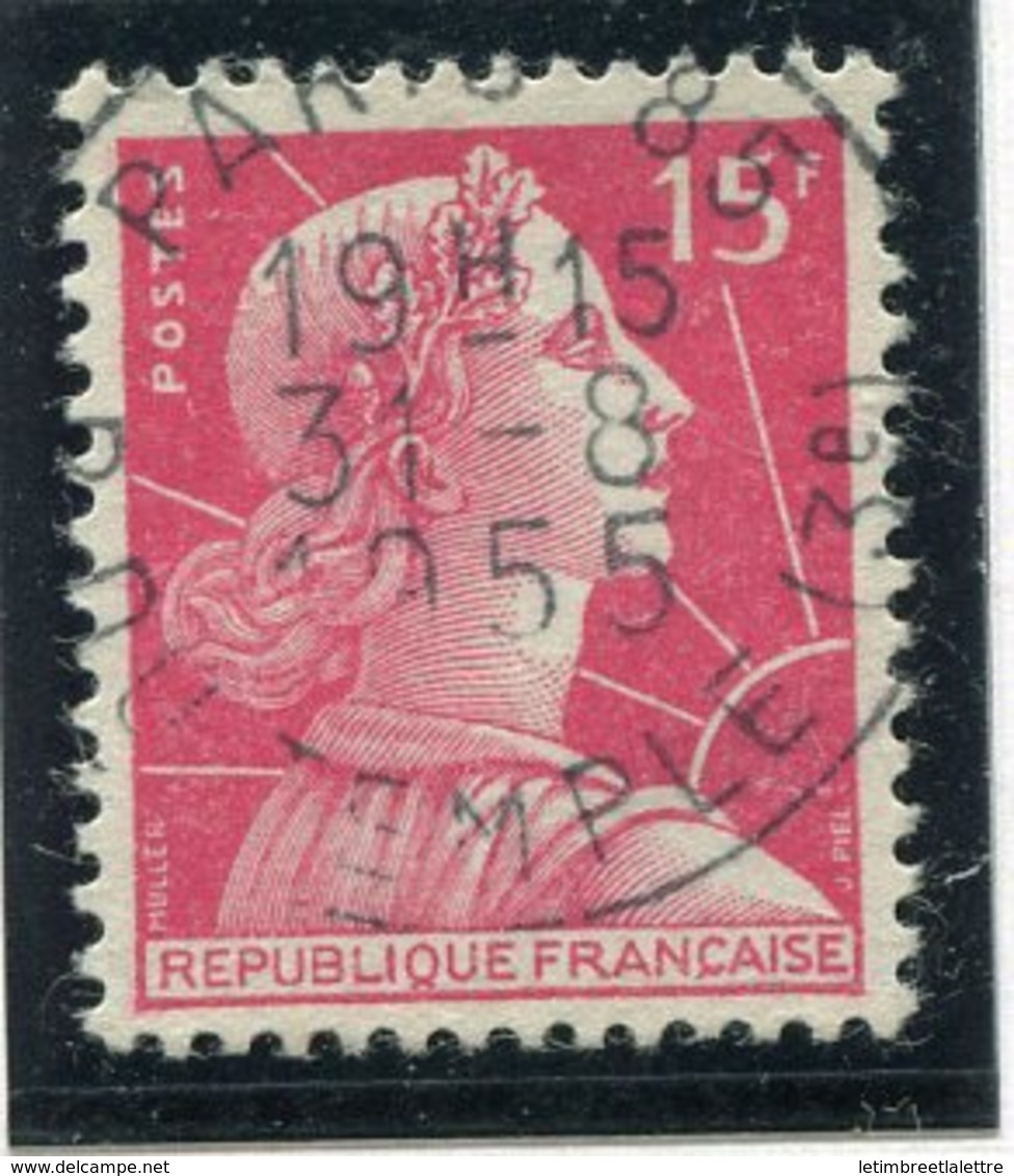 France - Marianne De Muller - N° 1011 - Oblitéré - 15 Fr Rose - 1955-1961 Marianne Of Muller