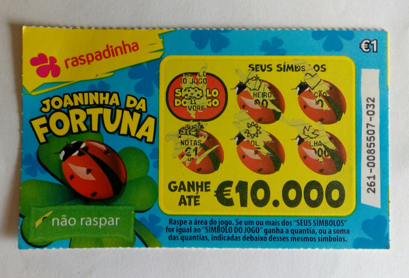 Billet De Loterie Instantanée,  Joaninha Da Fortuna. Portugal - Lottery Tickets