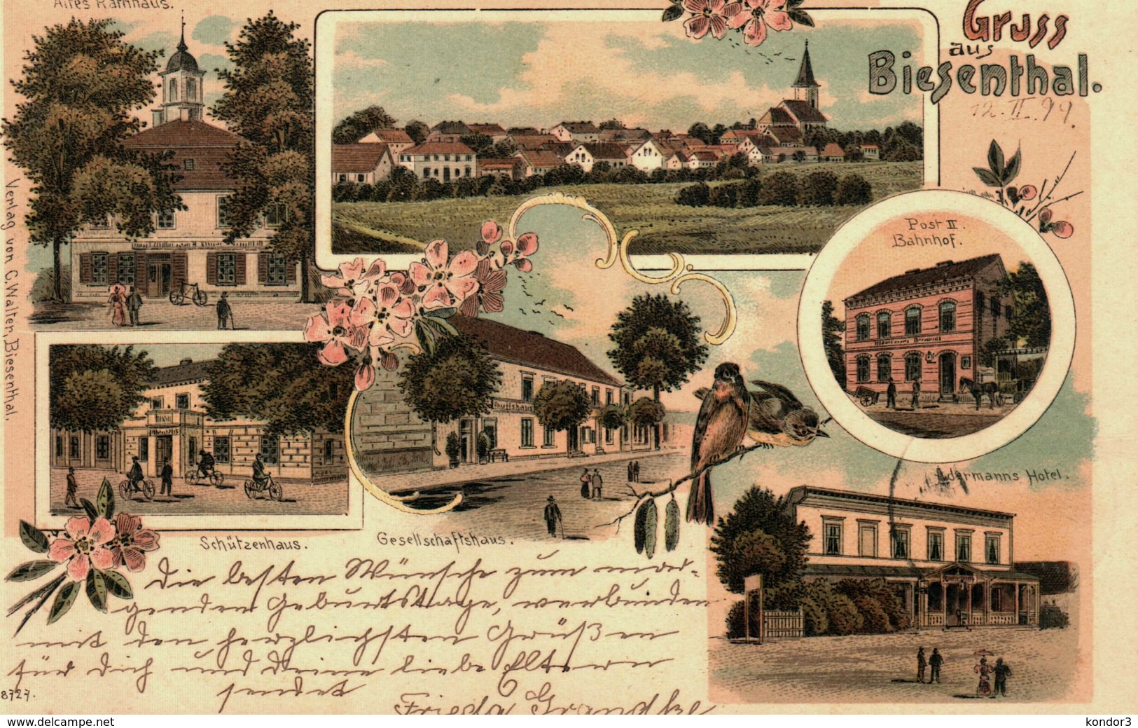 Gruss Aus Biesenthal. Altes Rathhaus. Schützenhaus. Adermanns Hotel. 1899 - Biesenthal