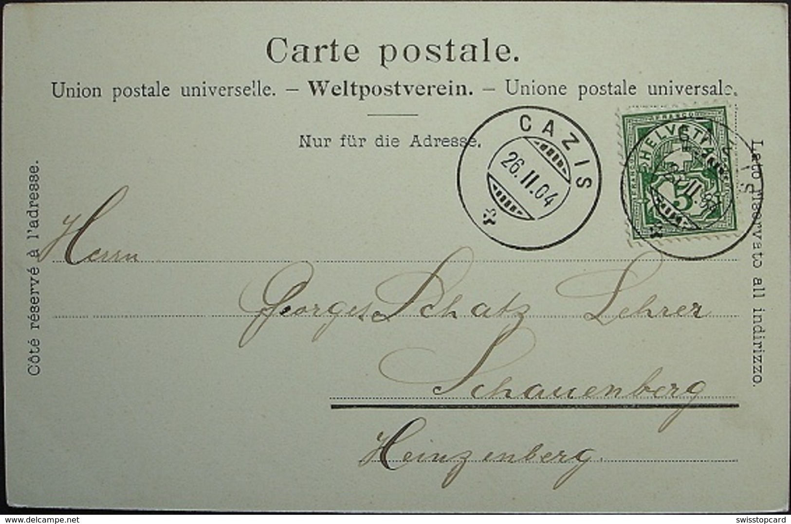 MASEIN Verlag A. Roth Thusis Gel. 1904 V. Cazis - Cazis