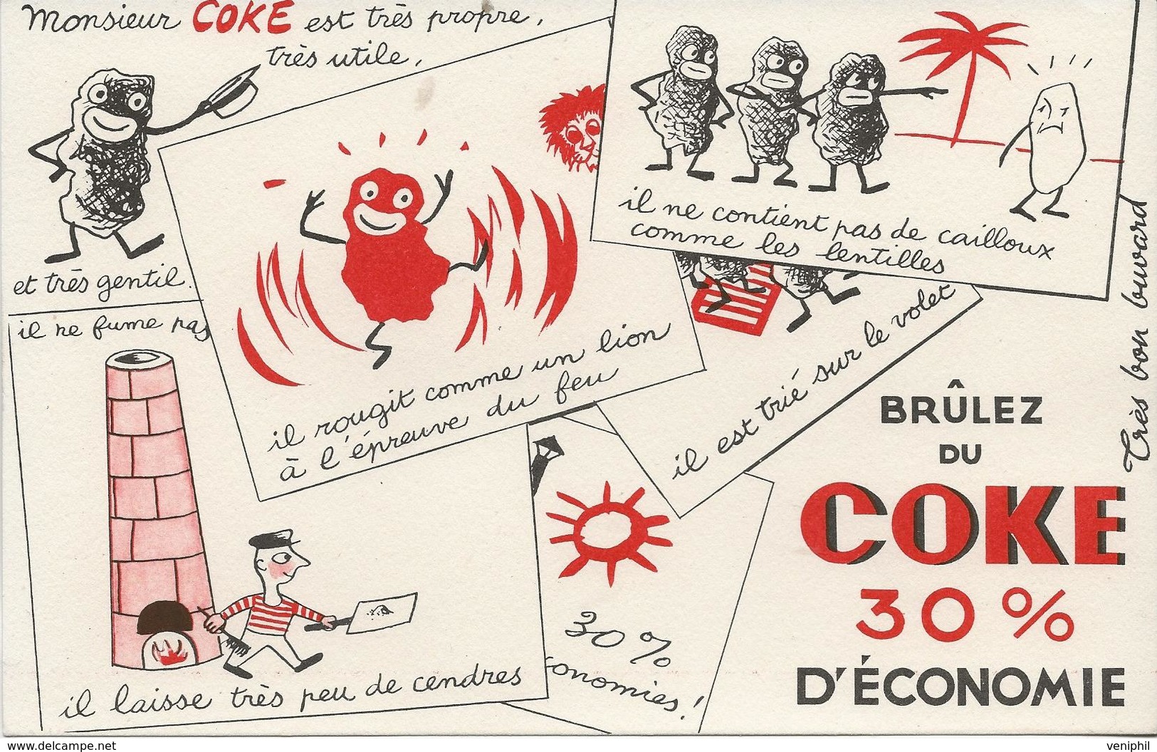 LOT DE 3 BUVARDS ILLUSTRES " BRULEZ DU COKE 30 % D'ECONOMIE " - Other & Unclassified