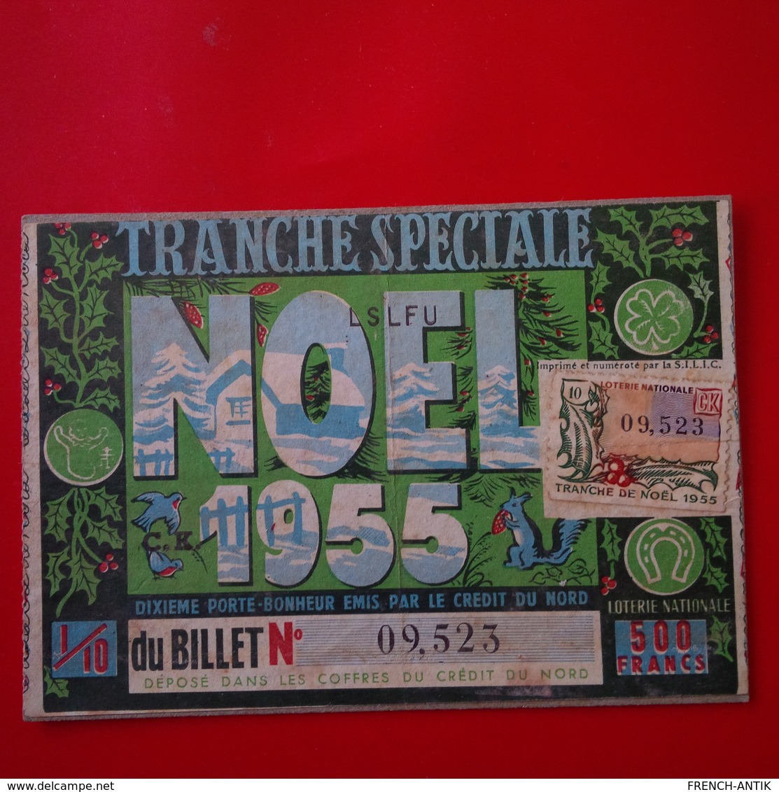 TRANCHE SPECIALE NOEL 1955 TIMBRE LOTERIE NATIONALE FAMILLE PETITJEAN TROYES - Autres & Non Classés