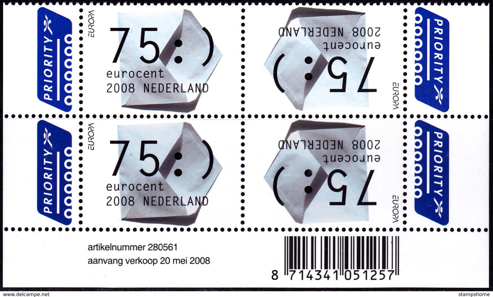 Europa Cept - 2008 - Netherlands - Block Of 4 * With Corner ** MNH - 2008