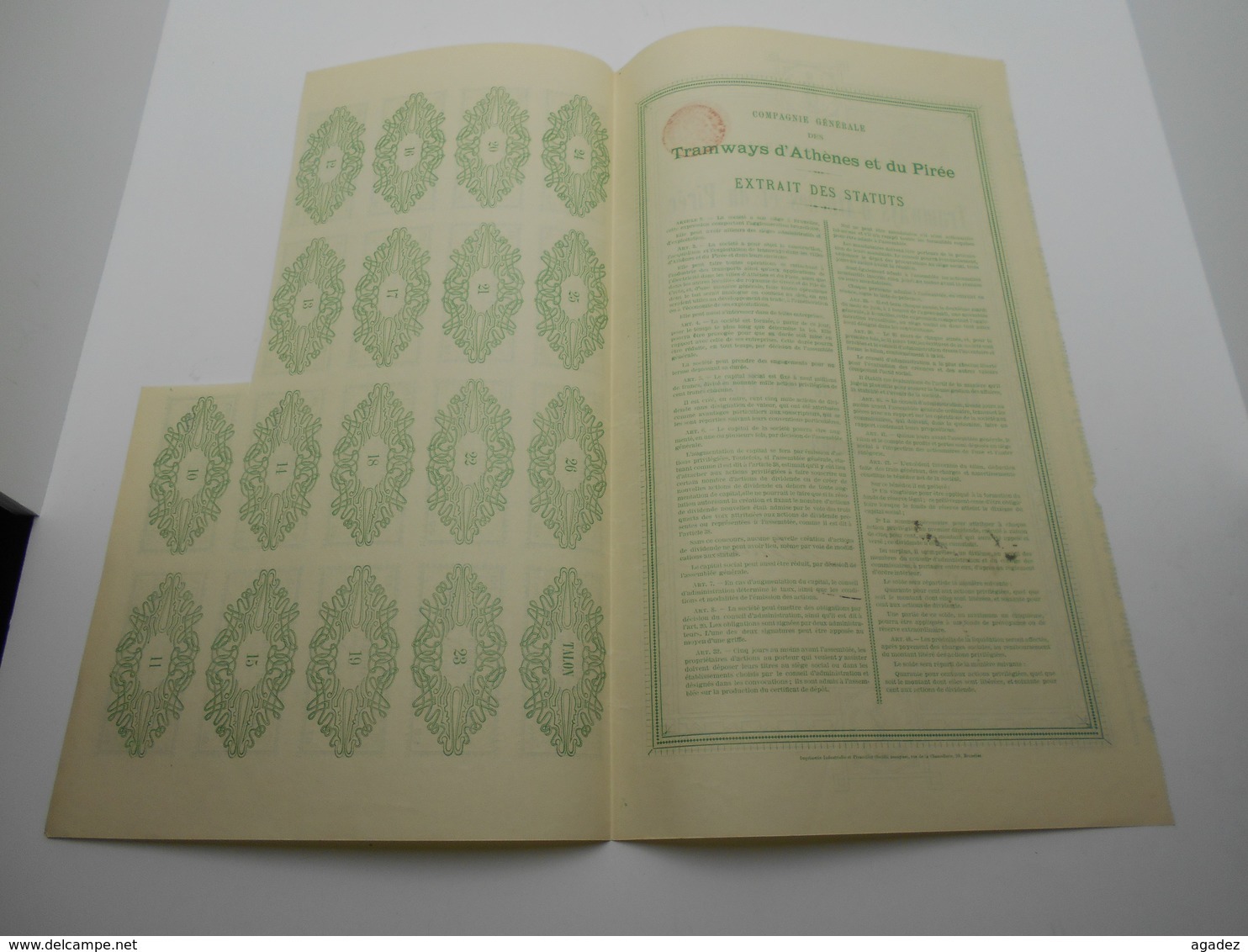 Action Privilégiée"Tramways D'Athènes Et Du Pirée"1907 Bon état,reste Des Coupons.Grèce Greece.N° 65563 - Railway & Tramway
