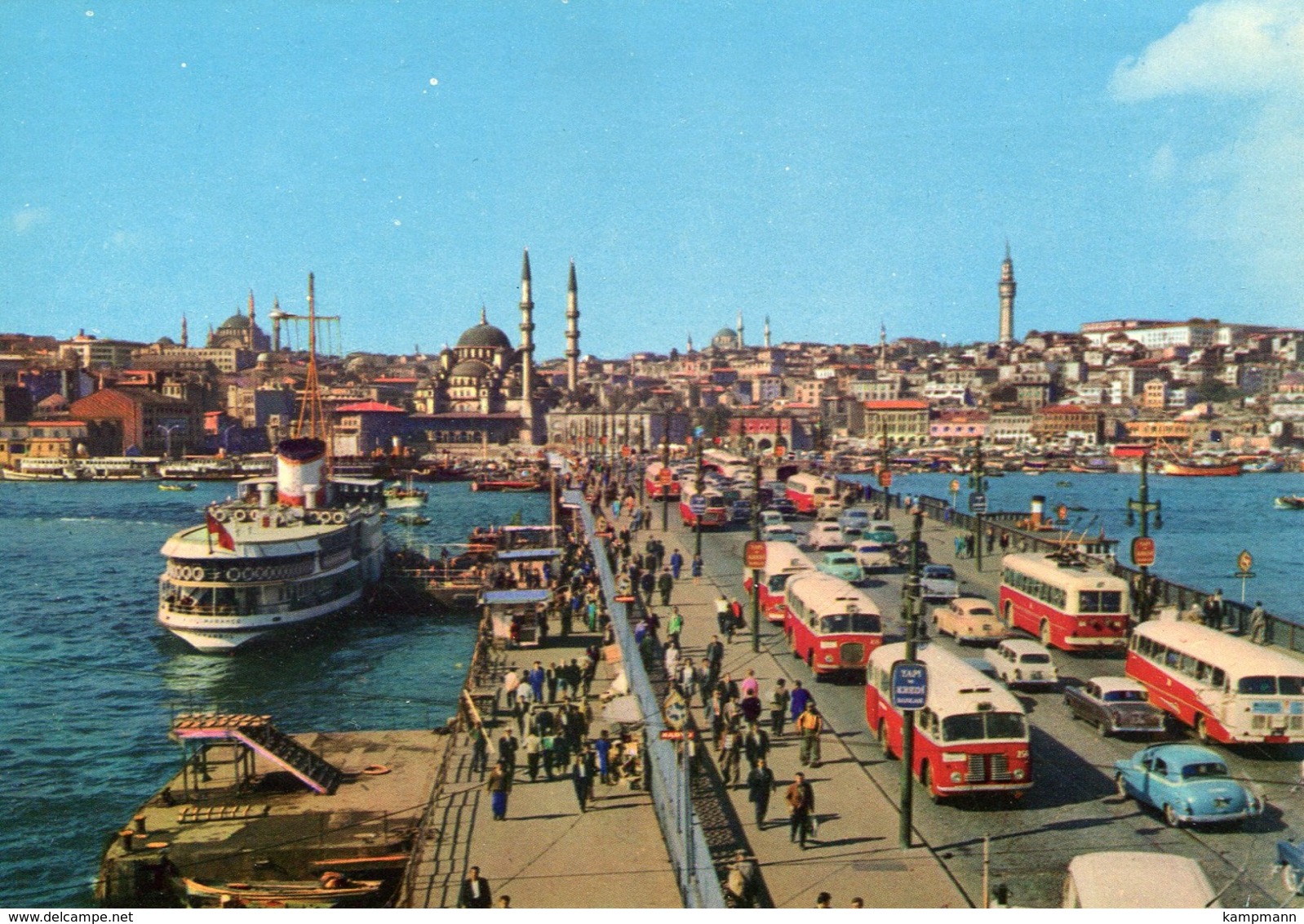 Omnibusse,Trolleybus,Opel Kapitän,Rekord P I,US-Cars,Istanbul,Galata Brücke, Ungelaufen - Autobus & Pullman