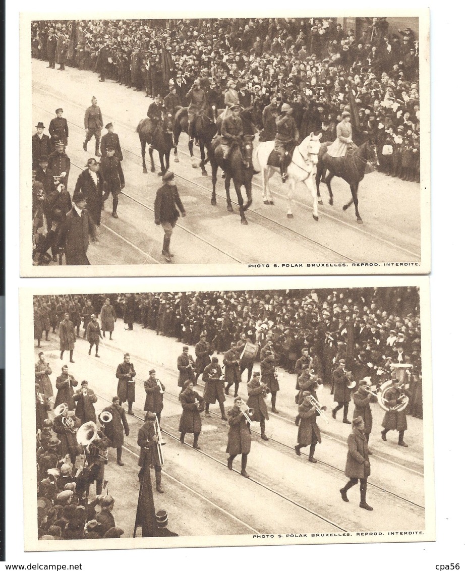 MILITARIA - Défilé  Bruxelles AMERICAN TROUPS Music Band Et ROYAL FAMILY  - 2 Old Postcards - Prachtstraßen, Boulevards