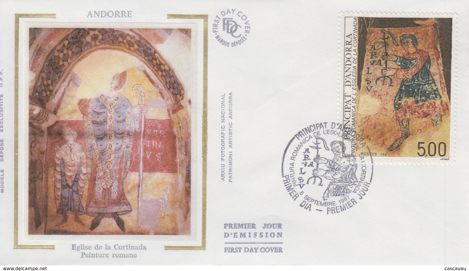 Enveloppe  FDC  1er  Jour  ANDORRE   Peinture  Romane   De  L' Eglise  De  La  Cortinada   1987 - FDC