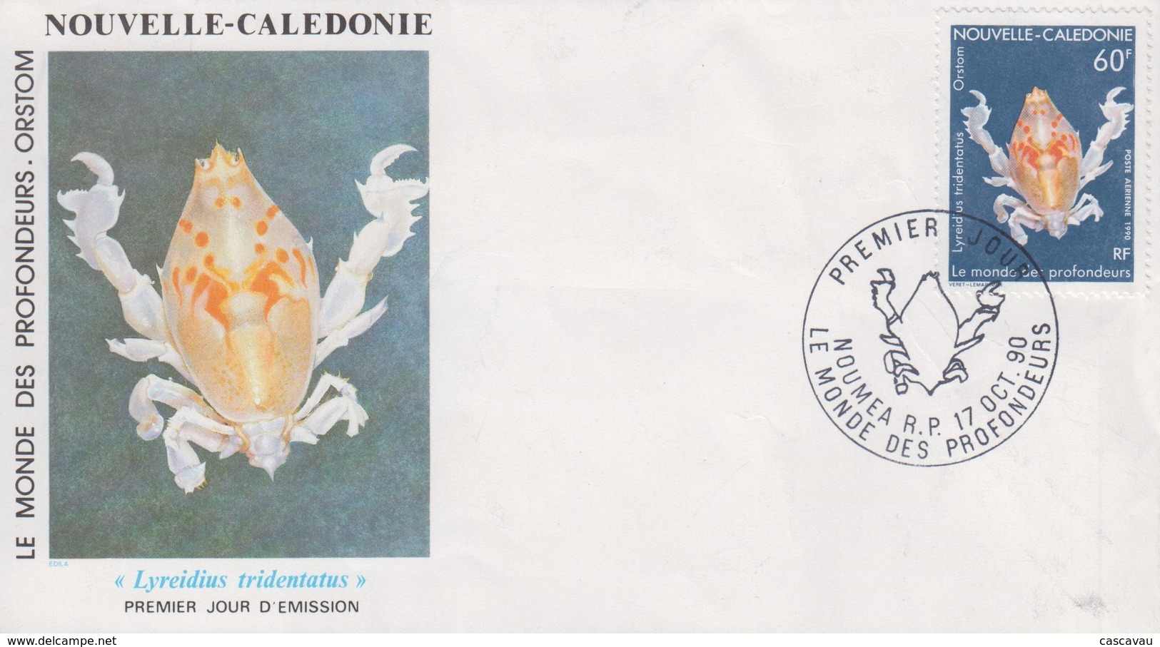 Enveloppe  FDC  1er Jour   NOUVELLE CALEDONIE   Le   Monde  Des   Profondeurs   1989 - Crustaceans