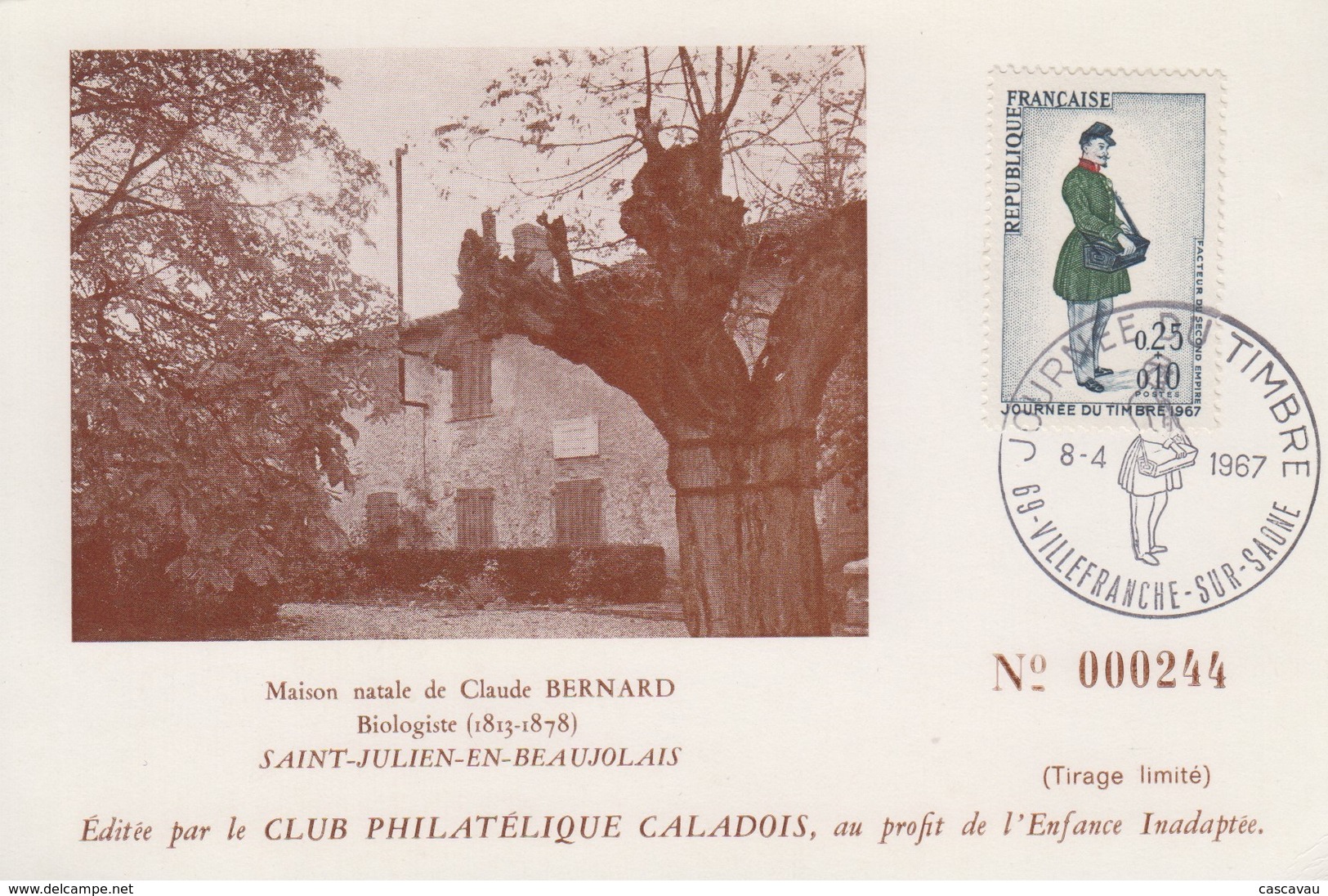 Carte  Locale  1er  Jour  FRANCE  JOURNEE  Du  TIMBRE   VILLEFRANCHE  SUR  SAONE    1967 - Stamp's Day