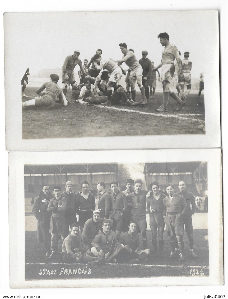 PARIS (75) Stade Français Rugby Ensemble De 2 Cartes Photos équipe Match Gros Plan 1922 - Other & Unclassified
