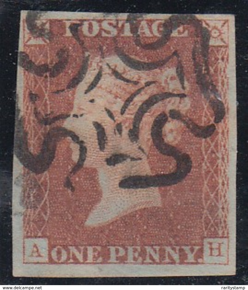 GRAN BRETAGNA 1841 1d RED  LETT. AH  PLATE 20   SUPERB USED STAMP BMC - Usati