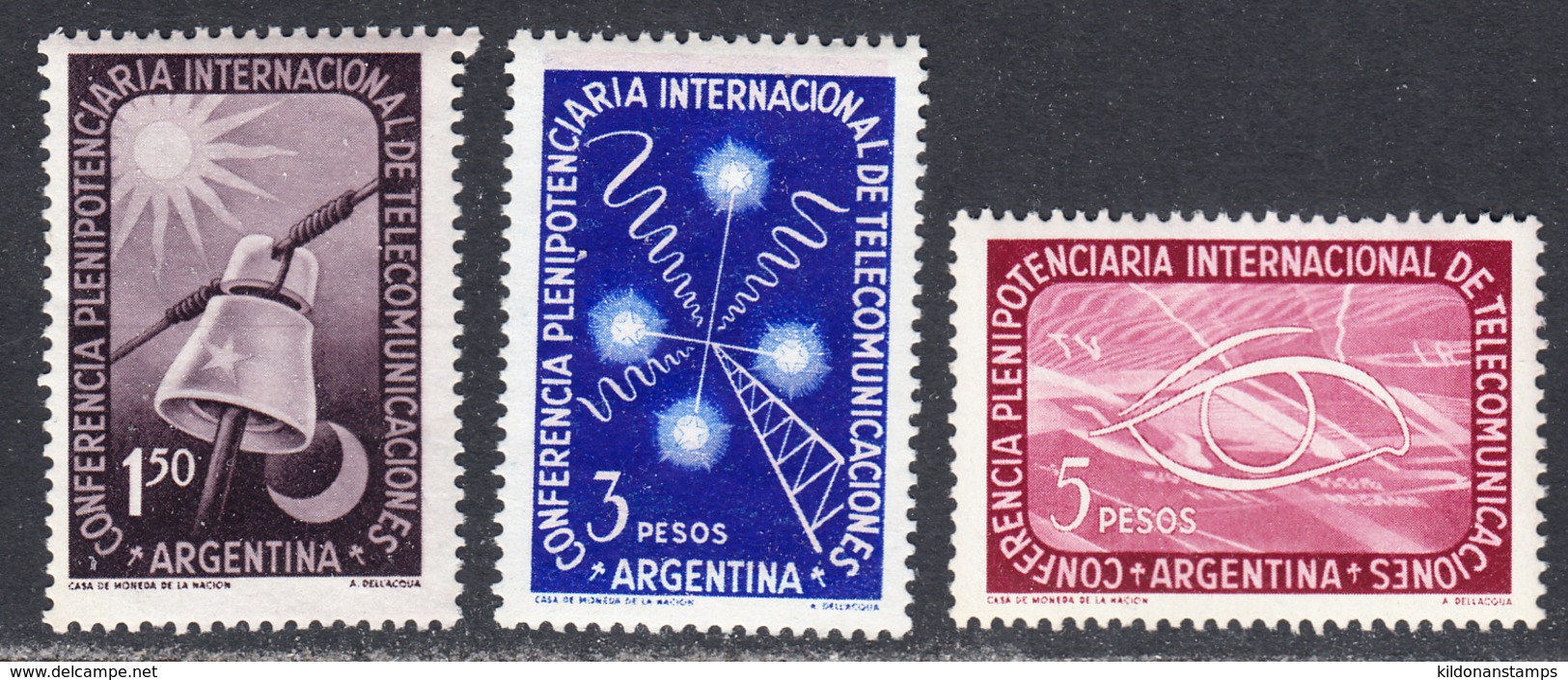 Argentina 1954 Telecommunications, Mint No Hinge, Sc# ,SG ,Mi 614-616 - Neufs