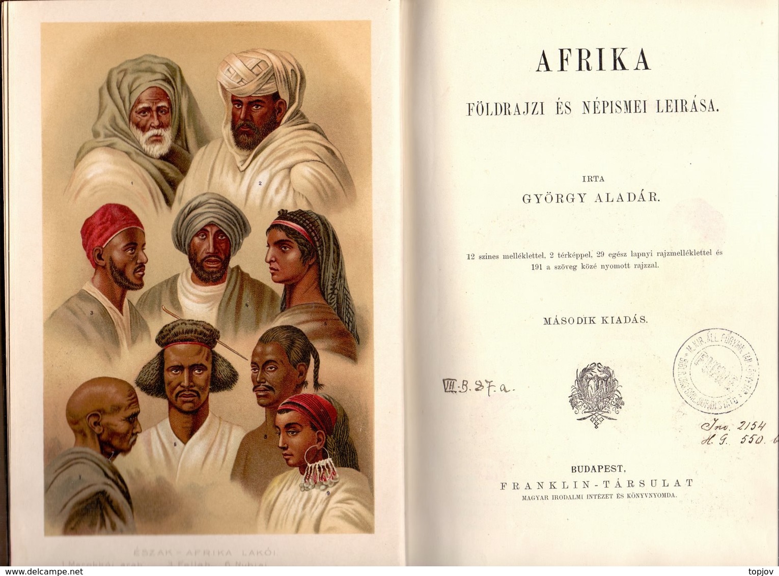 HUNGARY - MAGYARORSZ.  -  AFRIKA - Aladar György - FRANKLIN TARSULAT - FIRST Edit. - Cc  1895 - Enciclopedias