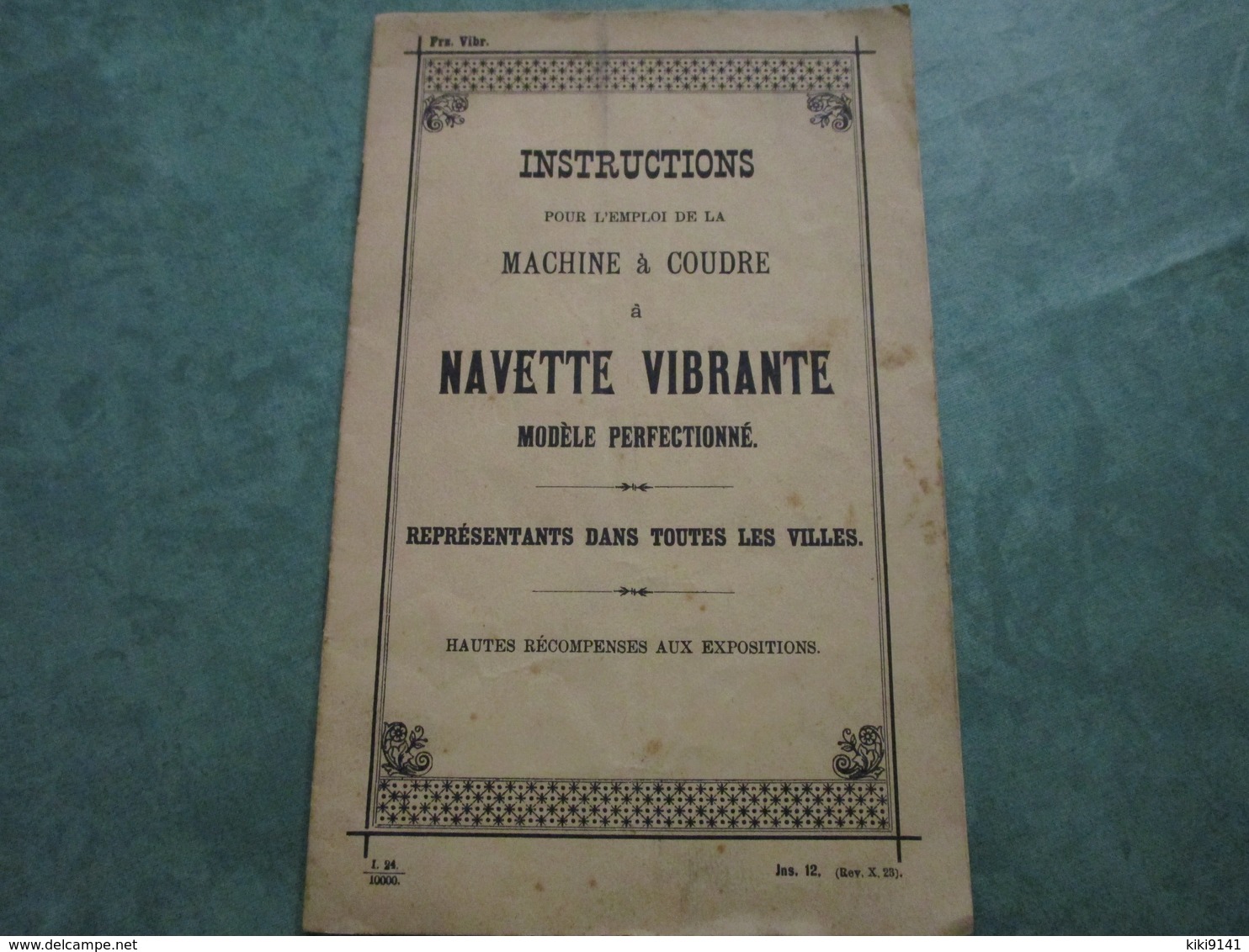 Instructions Pour L'emploi De La MACHINE à COUDRE à Navette Vibrante (20 Pages) - Other Apparatus