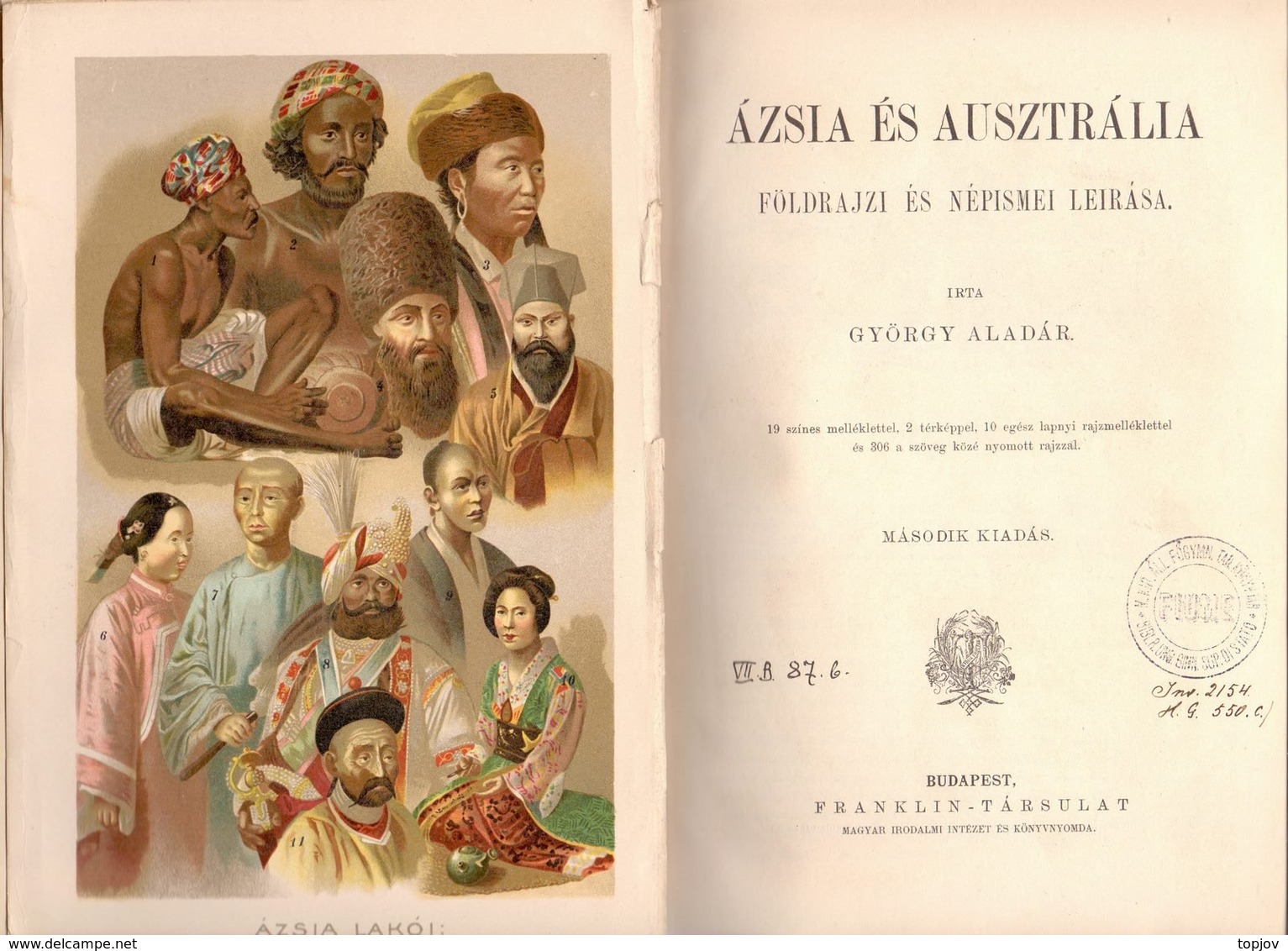 HUNGARY - MAGYARORSZ.  -  AZIA & AUSTRALIA - Aladar György - FRANKLIN TARSULAT - FIRST Edit. - Cc  1895 - Encyclopaedia