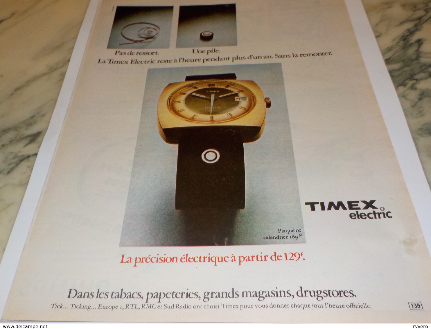 ANCIENNE PUBLICITE PAS DE RESORT UNE PILE MONTRE  TIMEX 1972 - Autres & Non Classés