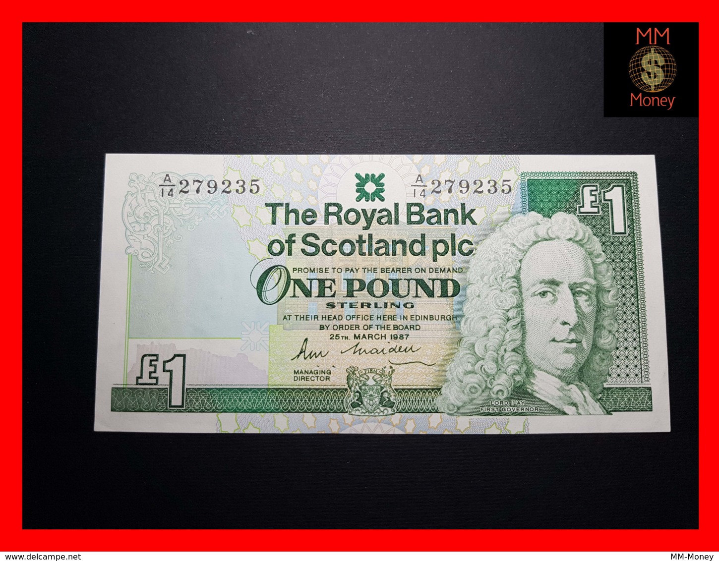 SCOTLAND 1 £ 25.3.1987  P. 346 "Royal Bank Of Scotland"  *scarce*   *large Size*  UNC - 1 Pond