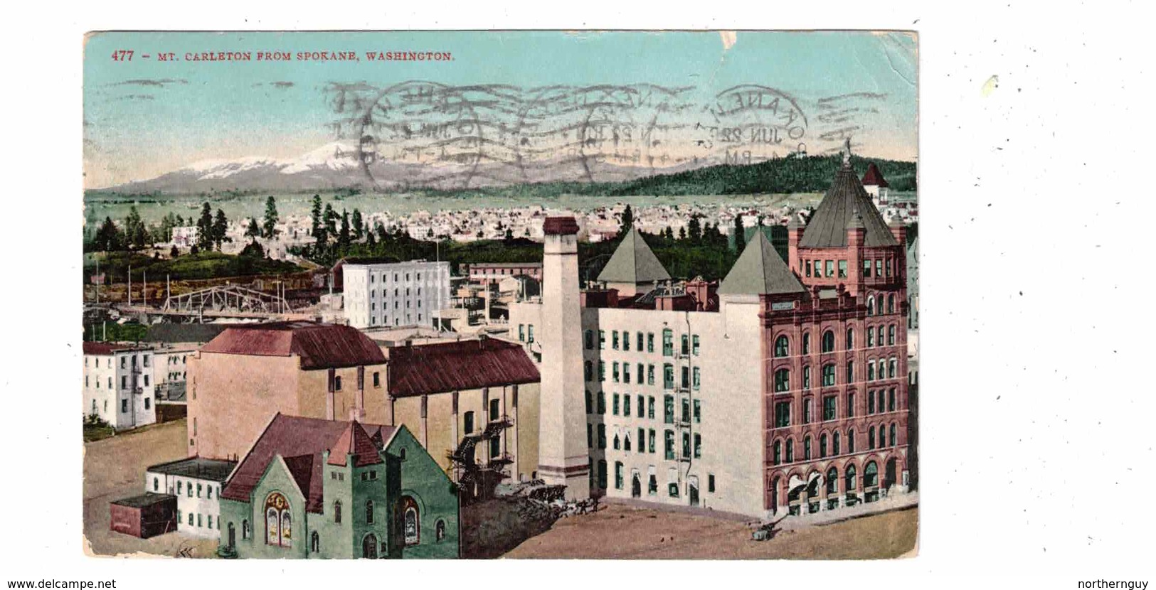 SPOKANE, Washington, USA, Bird's Eye View, Mt. Carleton, 1910 Mitchell Postcard - Spokane