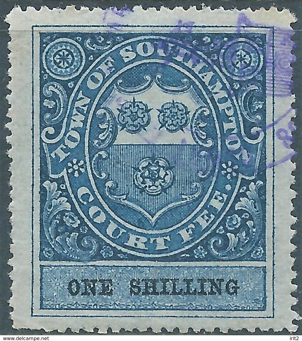 GREAT BRITAIN ENGLAND British(TOWN OF SOUTHAMPTON - COURT FEE)Revenue Tax Stamp One Shilling Used.very Rare! - Ohne Zuordnung