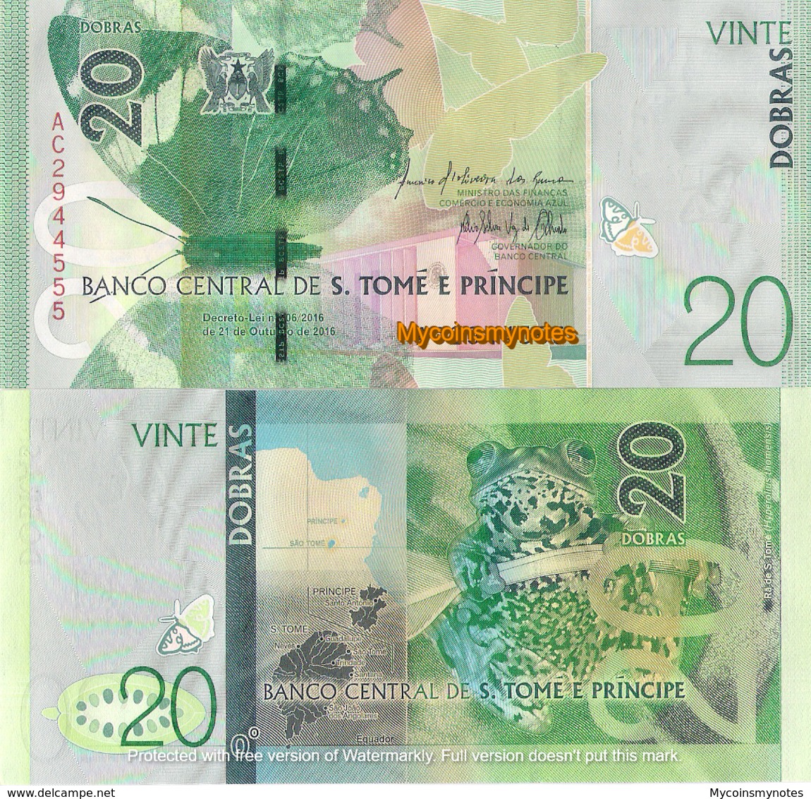 SÃO TOMÉ And PRÍNCIPE, 20 Dobras, P72, 2016 (2018), Prefix AC UNC - San Tomé Y Príncipe