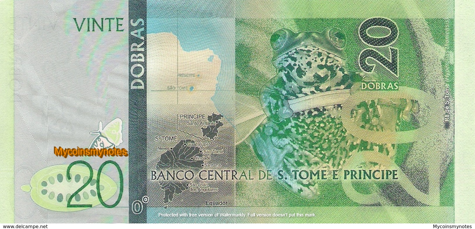 SÃO TOMÉ And PRÍNCIPE, 20 Dobras, P72, 2016 (2018), Prefix AC UNC - Sao Tome And Principe