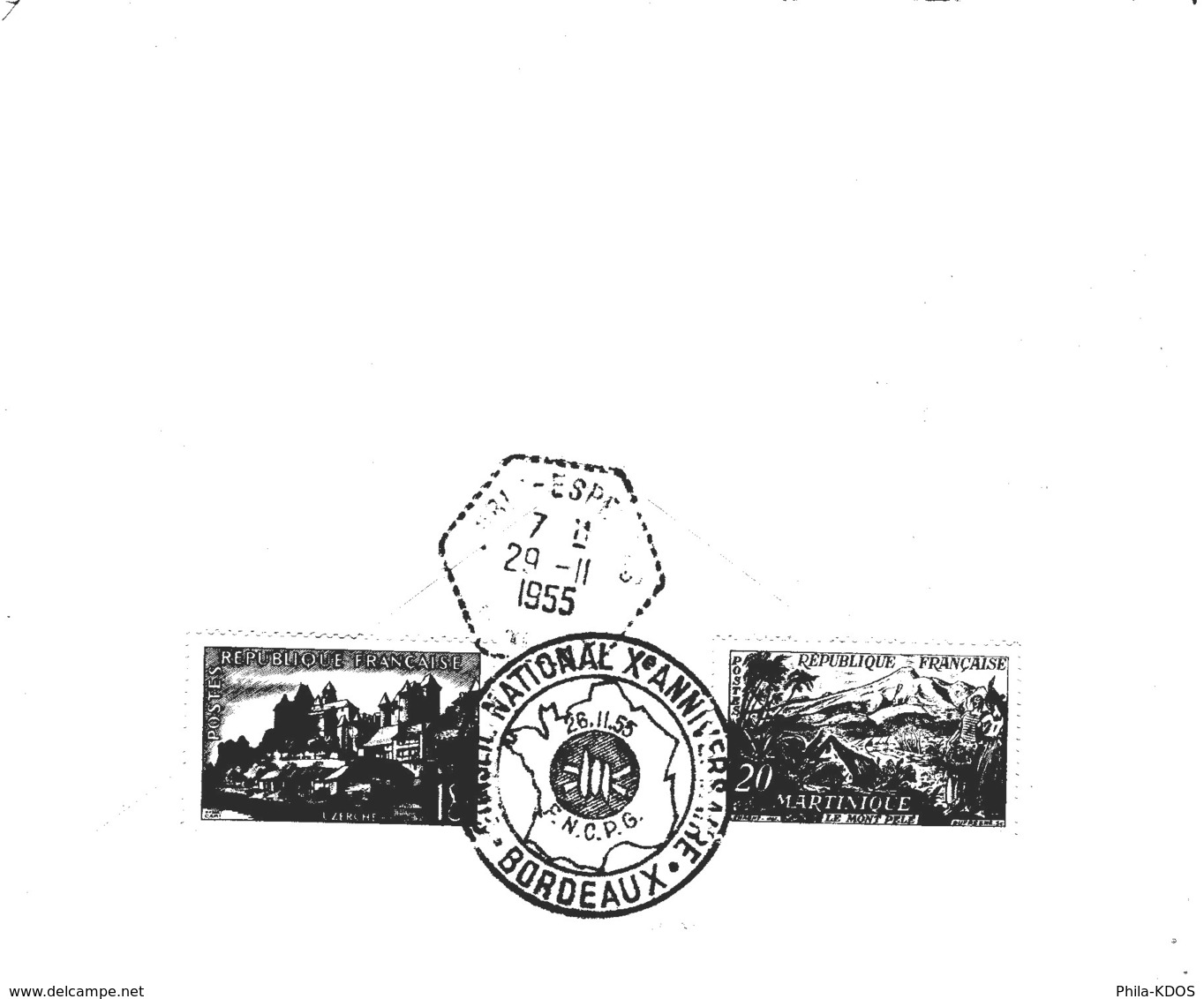 " 10 ANS DU F.N.C.P.G." Sur Enveloppe De 1955. Oblitération BORDEAUX. Voir Les 2 Scans. Parfait état. - Militaria