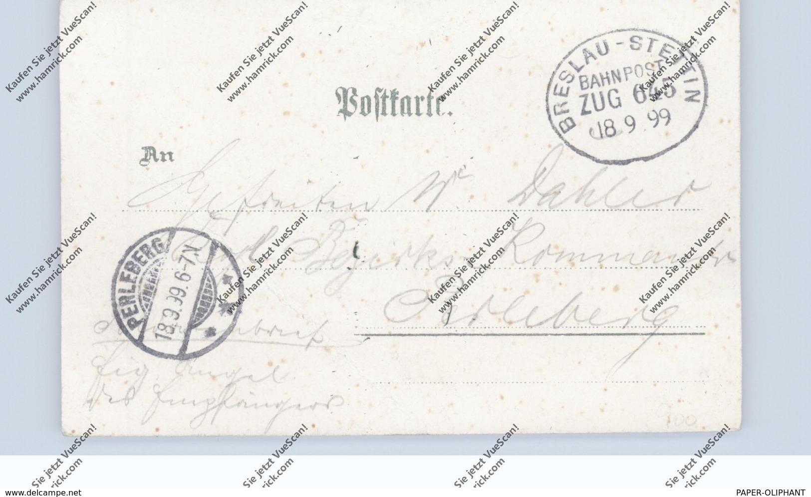 NEUMARK - BÄRWALDE / MIESZKOWICE, Kreis Königsberg, Lithographie 1899, Hotel, Schützenhaus.., Bahnpost - Neumark