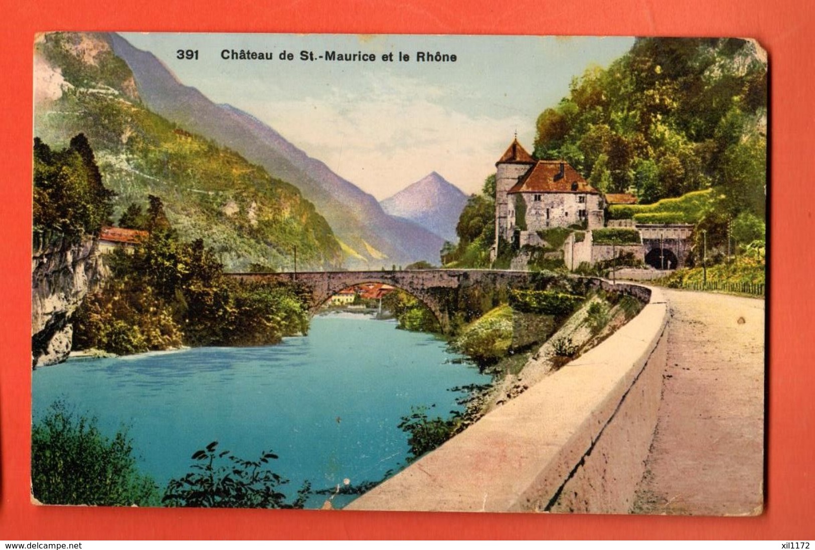 TSS-03 Château De St-Maurice Et Le Rhone. Le Catogne. Circulé En 1914 Vers Vaulion. Timbre Manque - Saint-Maurice