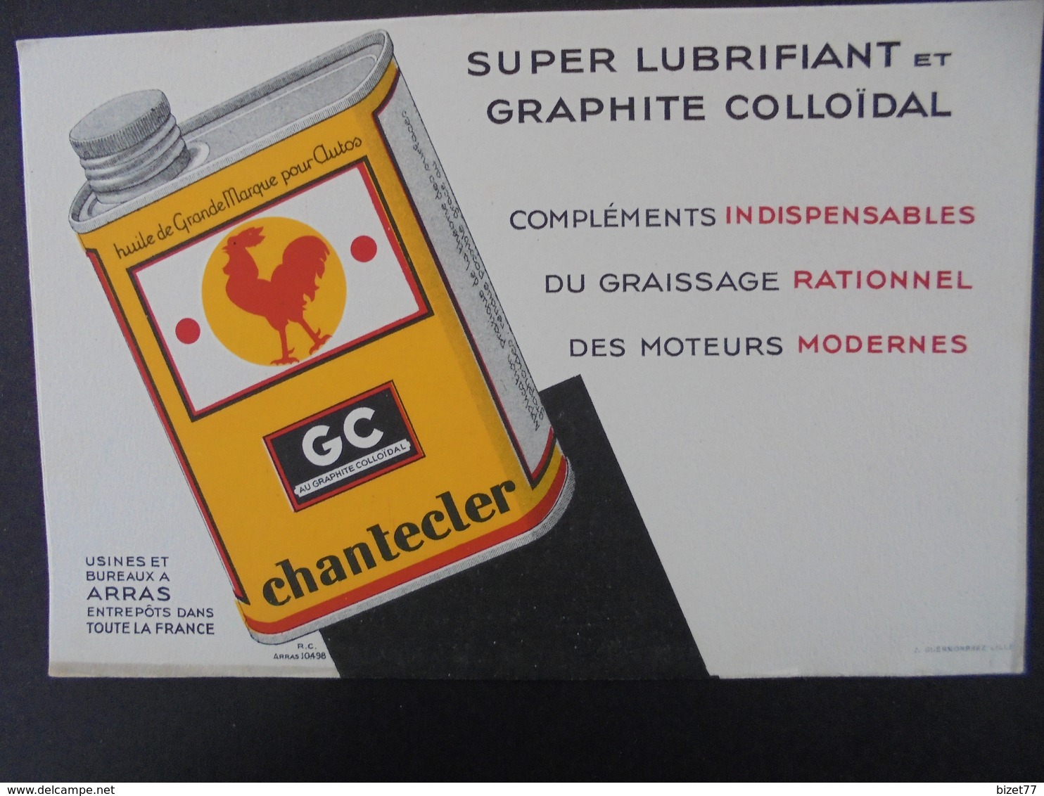 BUVARD - 62 - ARRAS - HUILE POUR AUTOS : G C CHANTECLERC - Altri & Non Classificati