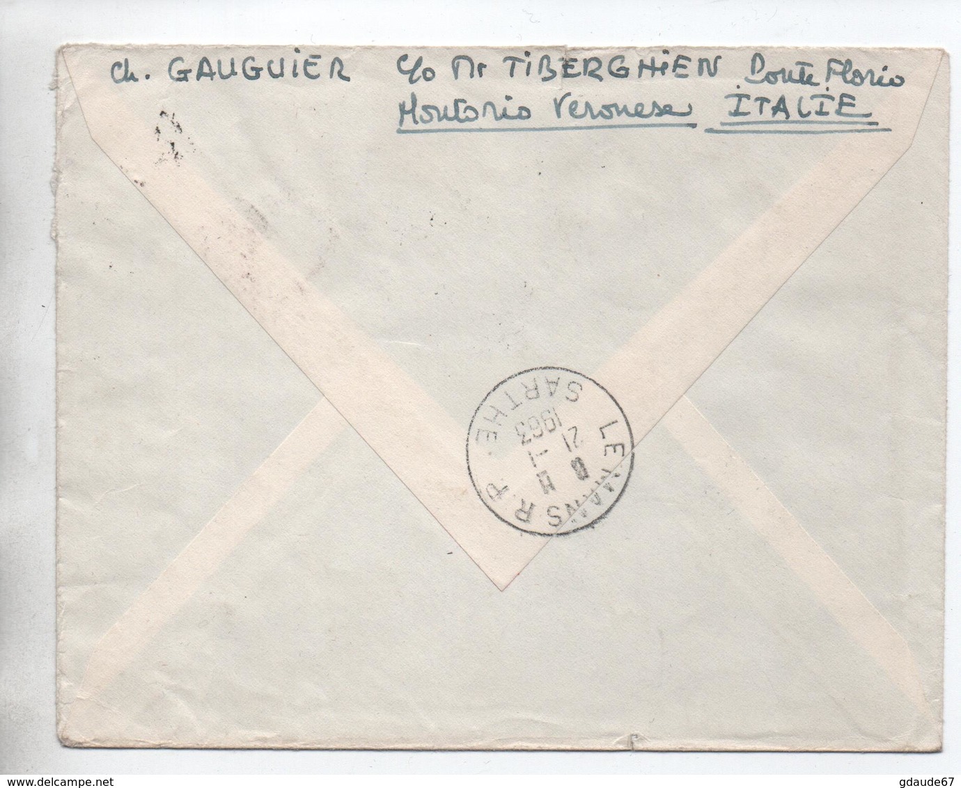 VATICAN / POSTE VATICANE - 1963 - ENVELOPPE Avec TàD POSTE MONTORIO Pour LE MANS (SARTHE) Avec TAXE GERBES - Briefe U. Dokumente