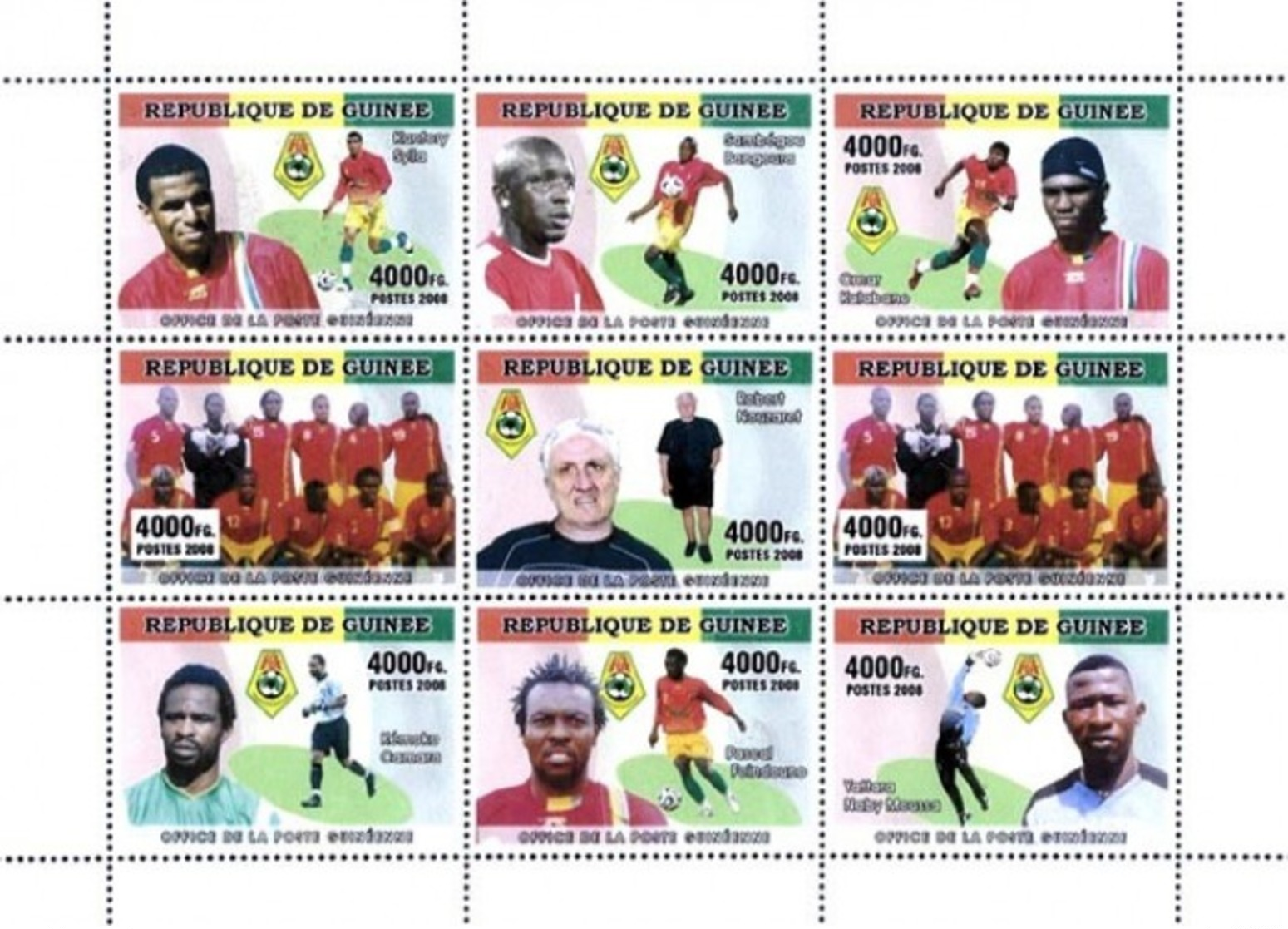 GUINEA - FOOTBALL - 2008 - Footballer #1 - Perf 9v Sheet - M N H - Guinee (1958-...)