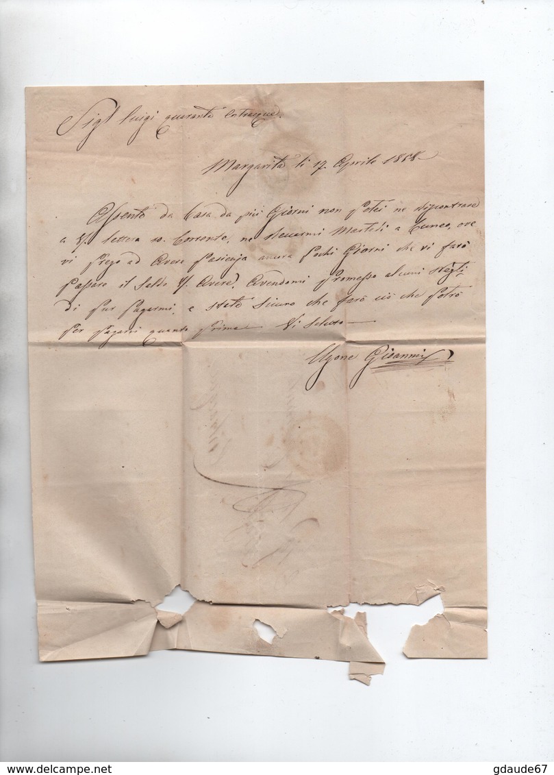 1858 - LETTRE Avec CACHET SARDE De MOROZZO - Sardaigne