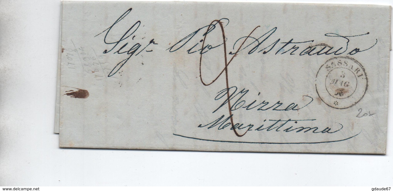 1856 - LETTRE Avec CACHET SARDE De SASSARI - Sardaigne