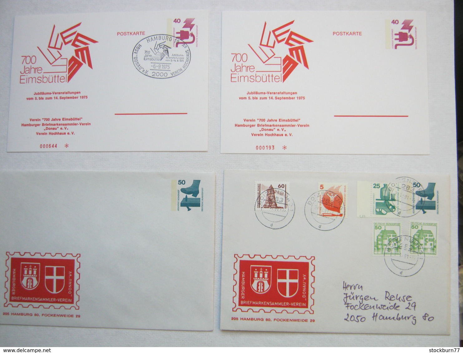1975 , 4 Privatganzsachen Hamburg - Cartes Postales Privées - Oblitérées