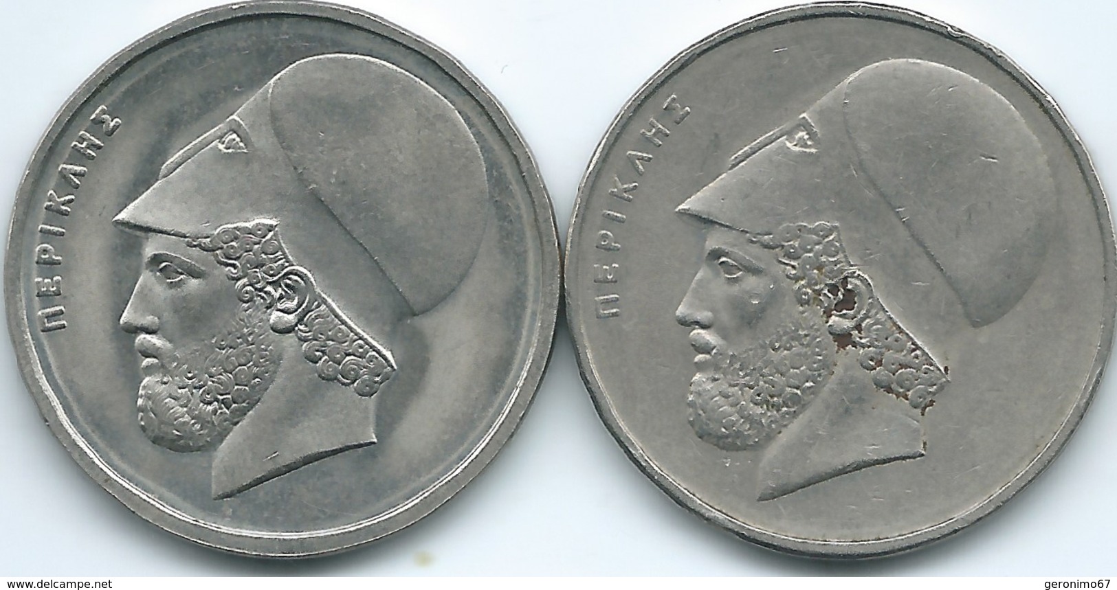 Greece - 20 Drachmai - 1976 (KM120) 20 Drachmes - 1982 (KM133) - Grecia