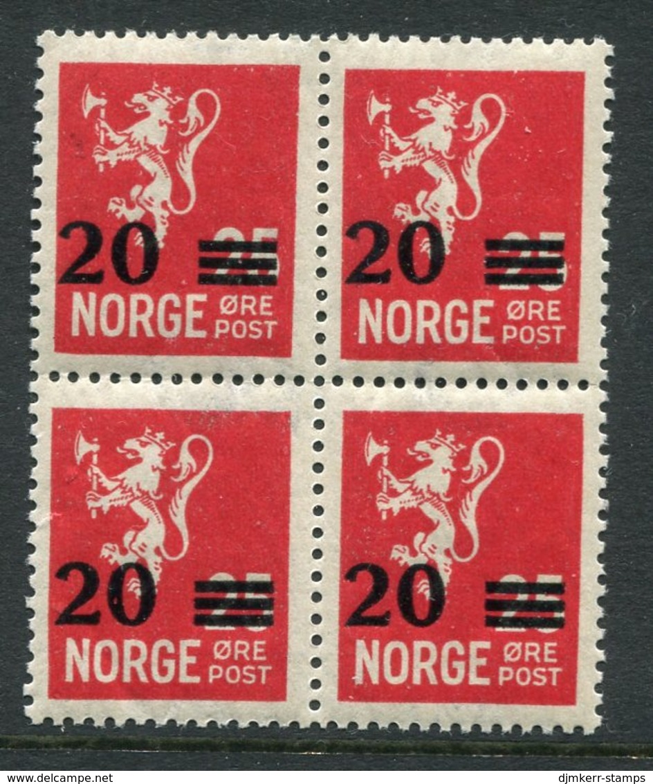 NORWAY 1927 Surcharge 20 On 25 Øre Block Of Four MNH / **. - Unused Stamps