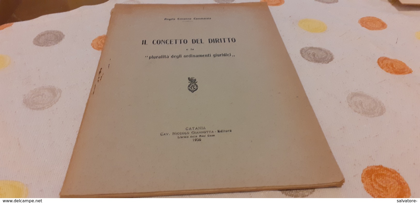 IL CONCETTO DEL DIRITTO E LA PLURALITA' DEGLINORDINAMENTI GIURIDICI- CAMMARATA 1926 - Law & Economics