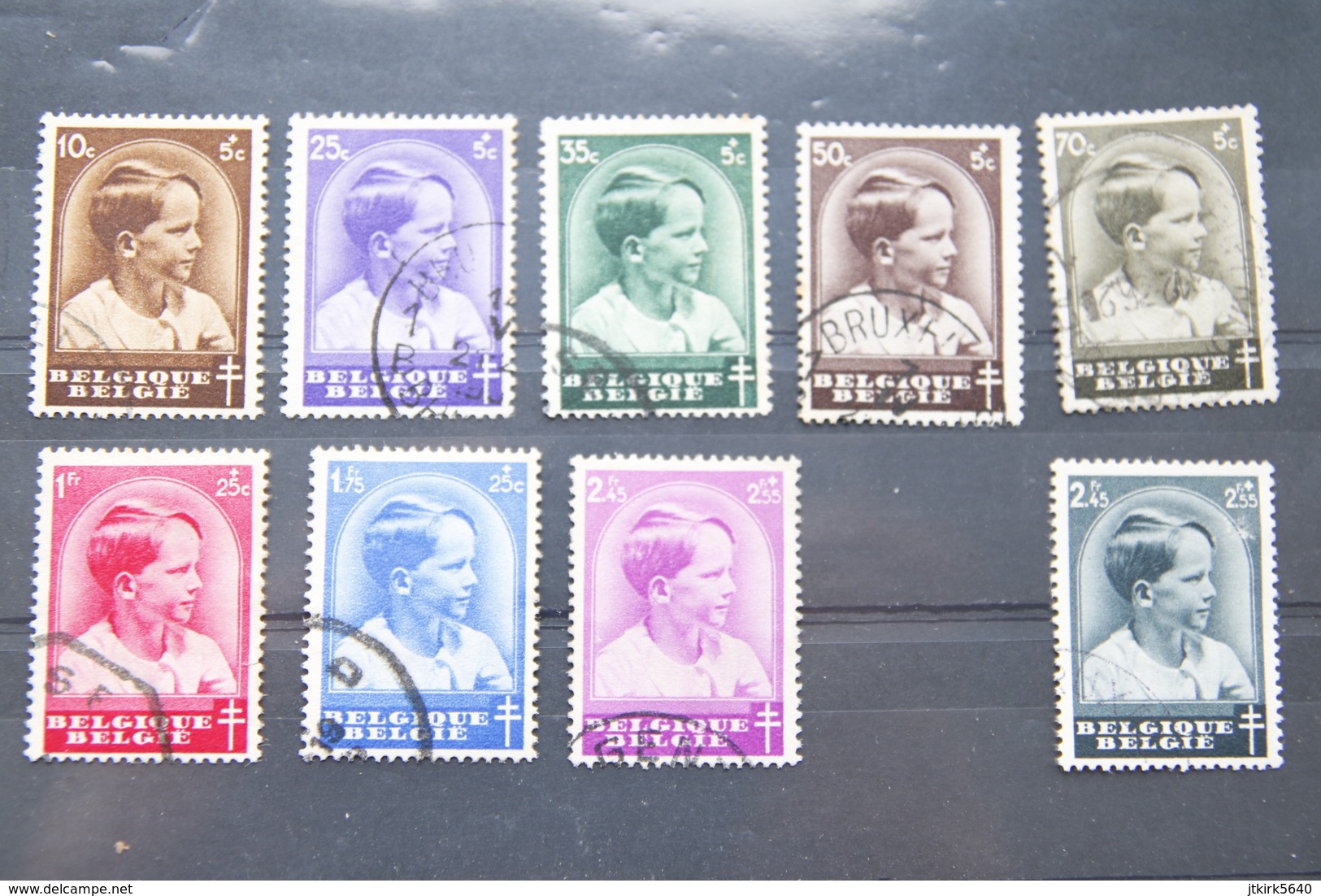 Série Complète + La Teinte Modifiée Du Timbre 2,45F "S.A.R. Le Prince Baudouin" (COB/OBP 438/445 + 446, Obl). 1936 - Used Stamps